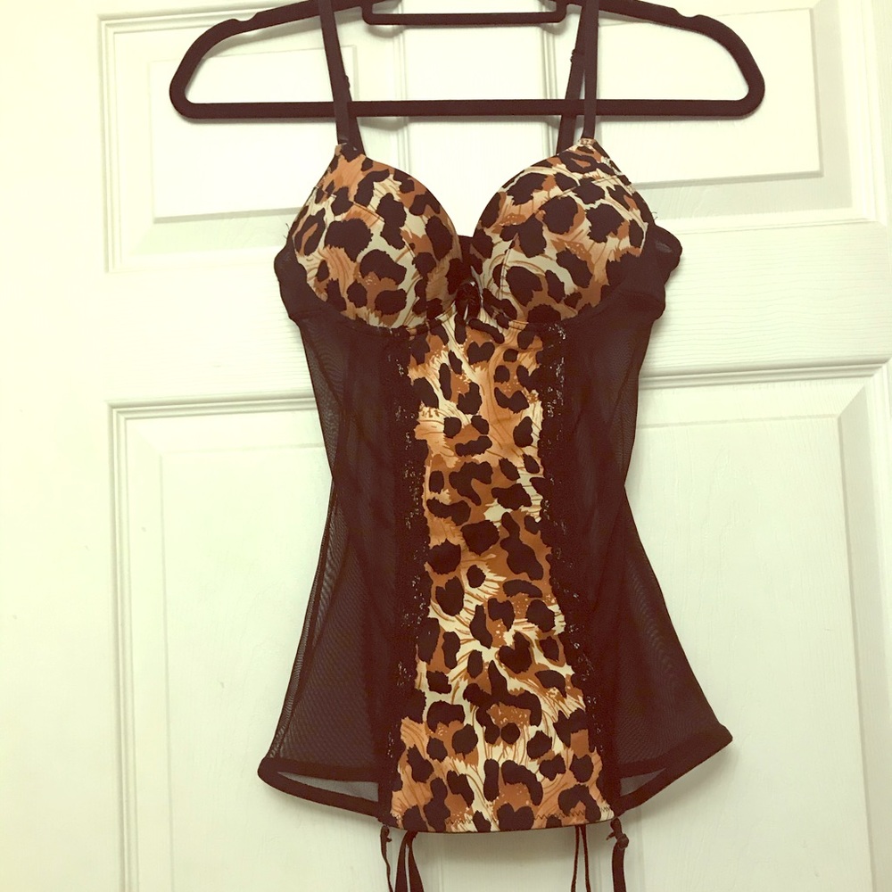 Leopard print lingerie.
